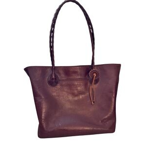 Patricia Nash Eastleigh Brown Leather Tote Bag Large Carryall Work Laptop Purse